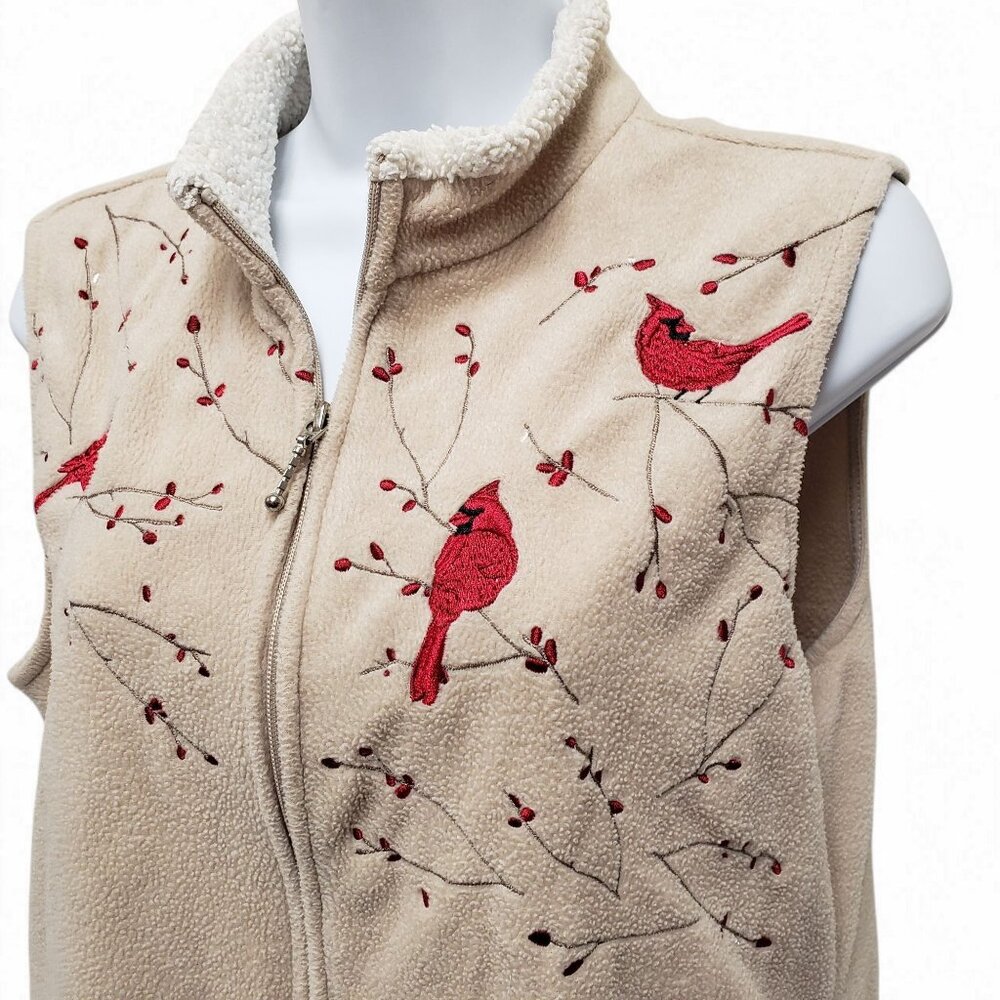 Croft & Barrow Womens Cardinal Bird Vest Size PL - Picture 3 of 8